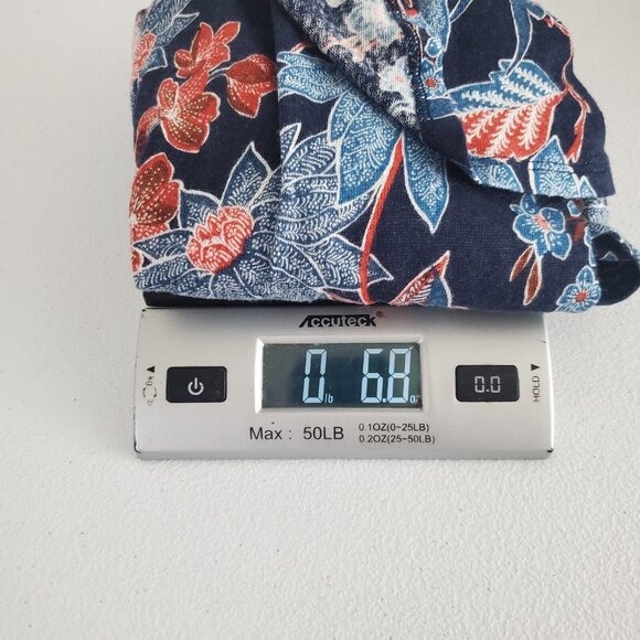 J Jill Womens Love Linen Blue Red Floral Off The Shoulder Blouse Size L Ruffled - Picture 9 of 10